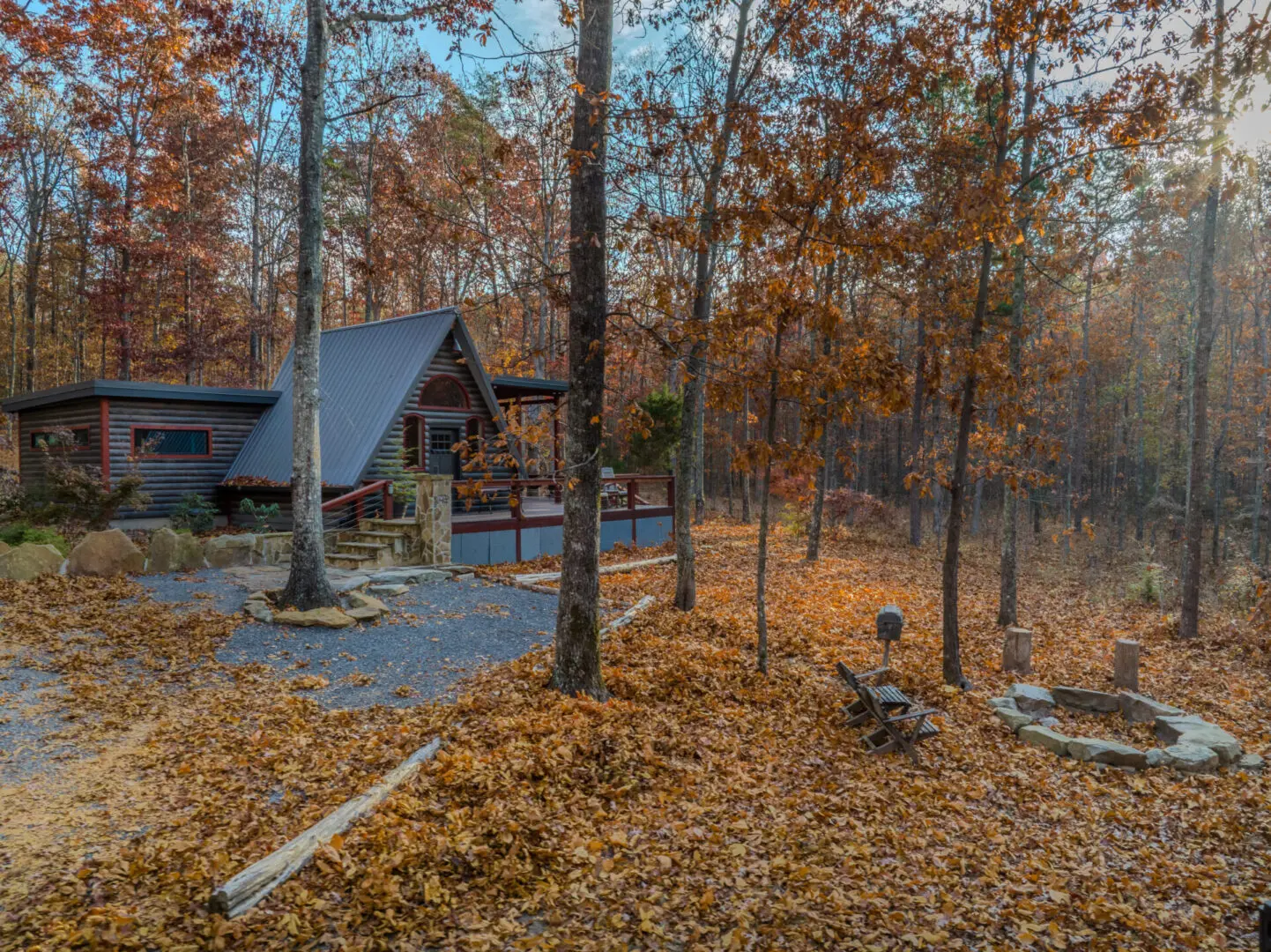 A charming Little River Point house nestled in the serene woods, complete with a rejuvenating sauna.